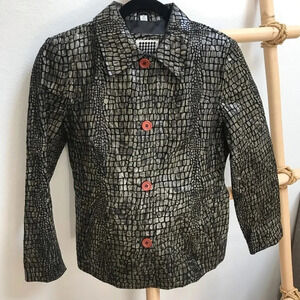 Vtg B Lucid Animal Print Leather Jacket Sz M